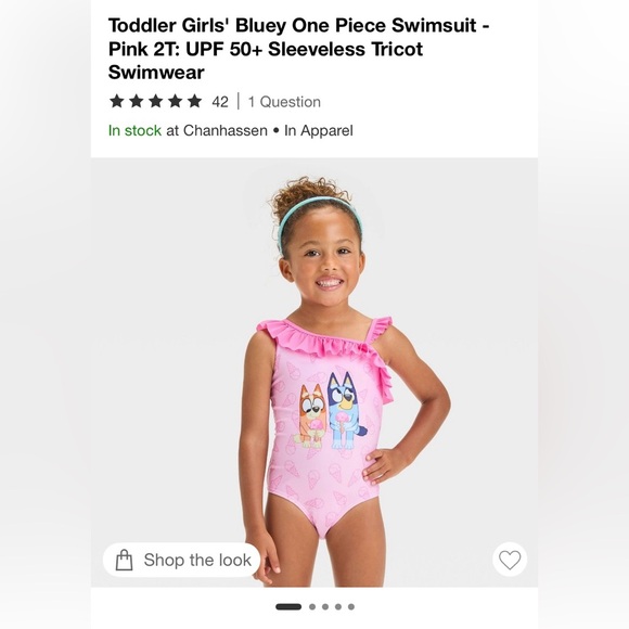 Target Bluey Toddler Girls Pink Ruffled Bathing Suit - Picture 1 of 5